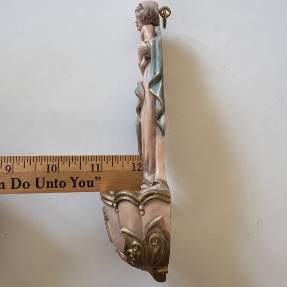 Vintage Italian Virgin Mary Baby Jesus Holy Water Font Religious Figurine Italy - Picture 6 of 10